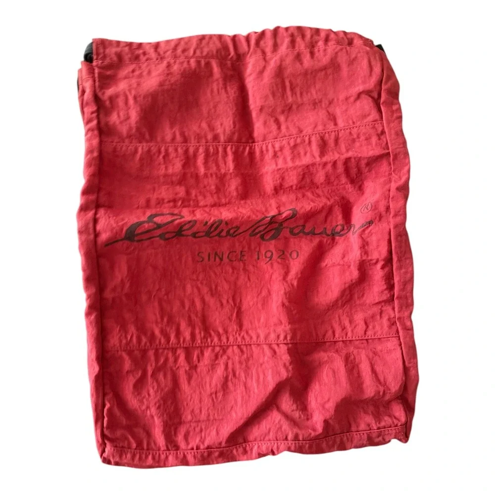 Eddie Bauer Red Nylon Cinch Drawstring Backpack Bag Since 1920 Logo Lightweight